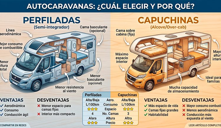 Autocaravanas perfiladas vs capuchinas: cuál elegir y por qué